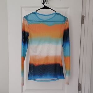 PLT Sunset Mesh Long Sleeve Top
